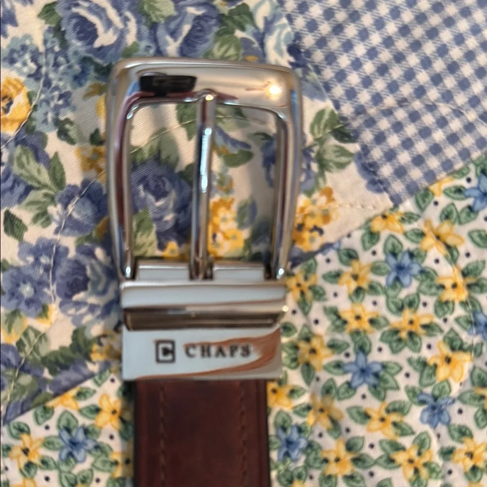 Chaps Kids Belt with Silver Buckle and Brown Strap